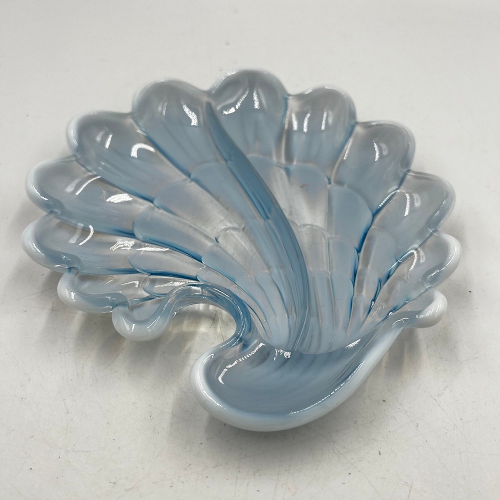 Duncan Miller Sanibel Blue #130 Shell Glass Salad Plate Opalescent‎ Dish 1940s